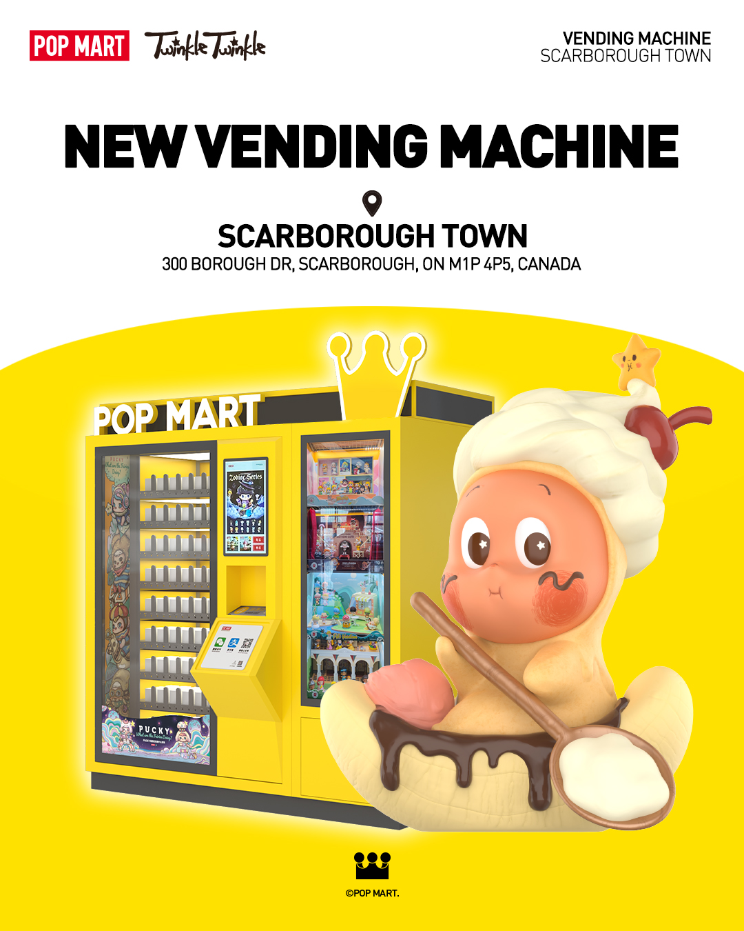 POP MART new vending machine announcement for Scarborough Town